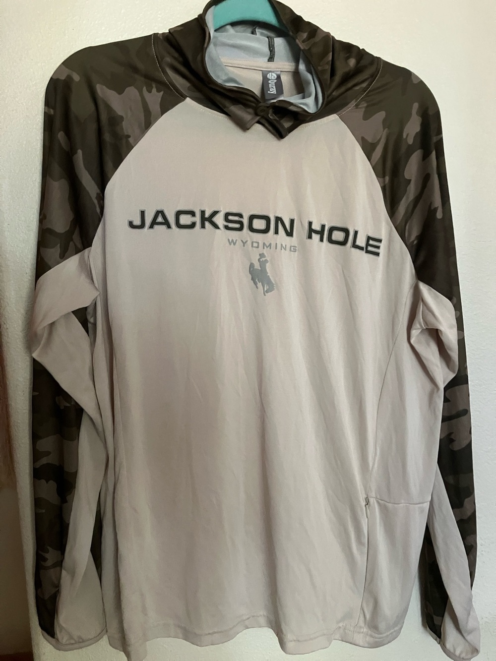 Oura Men's Performance Hoodie Long Sleeve Tan & Camo Jackson Hole Wyoming Soft